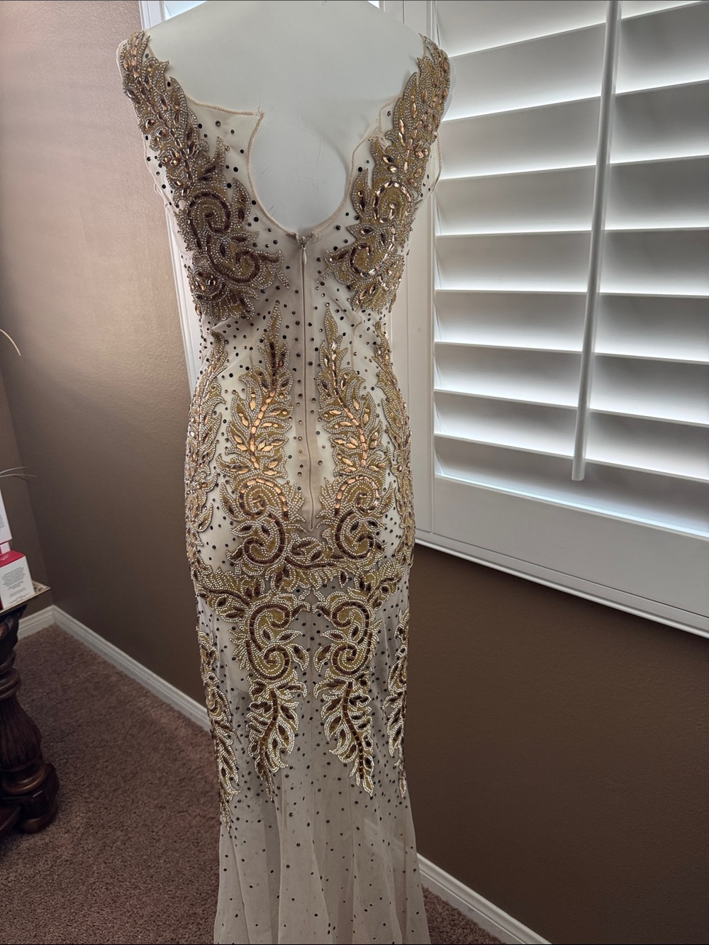 Size 6 Azzure high end couture gown. Missing button pageant glitz glamour - Picture 8 of 16
